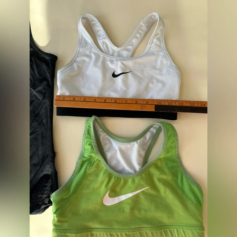 Nike Black Mesh Tank with White and Lime Green Sports Bras size S